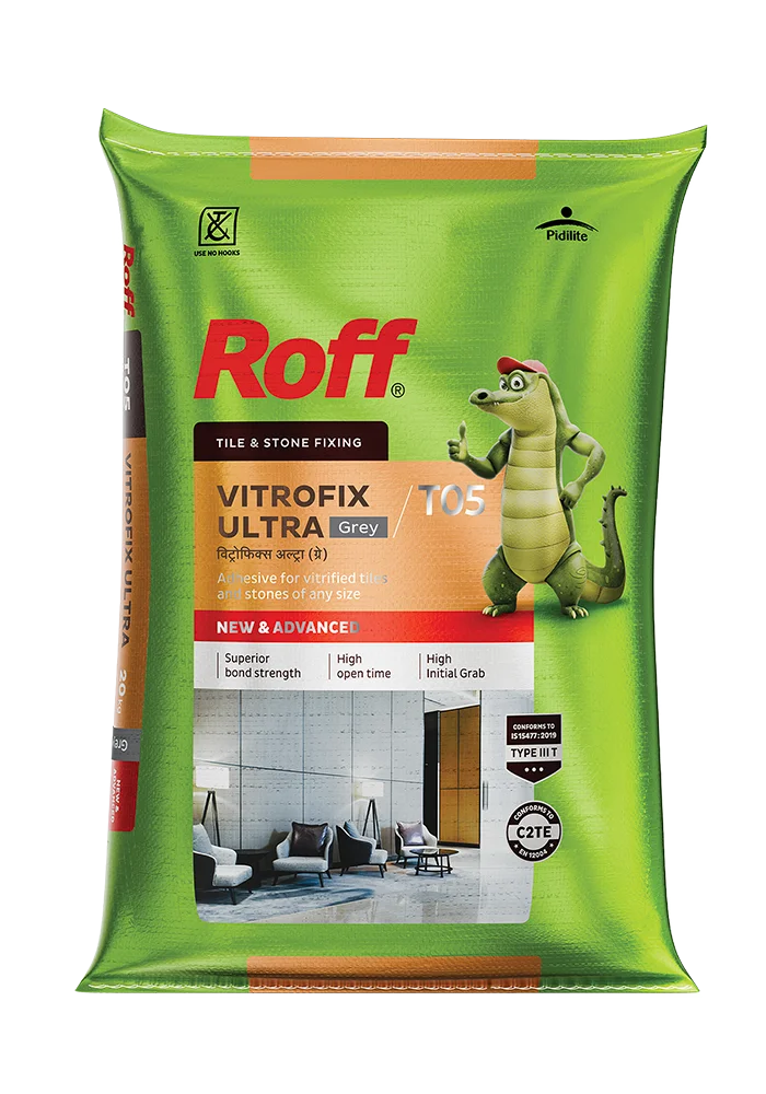 Roff T05 Vitrofix Ultra Adhesive, Grey, 20 Kg Bag