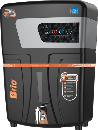 Nexus Brio RO+UV water purifier, black and silver