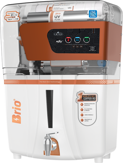 Nexus Brio RO+UV water purifier, white and copper