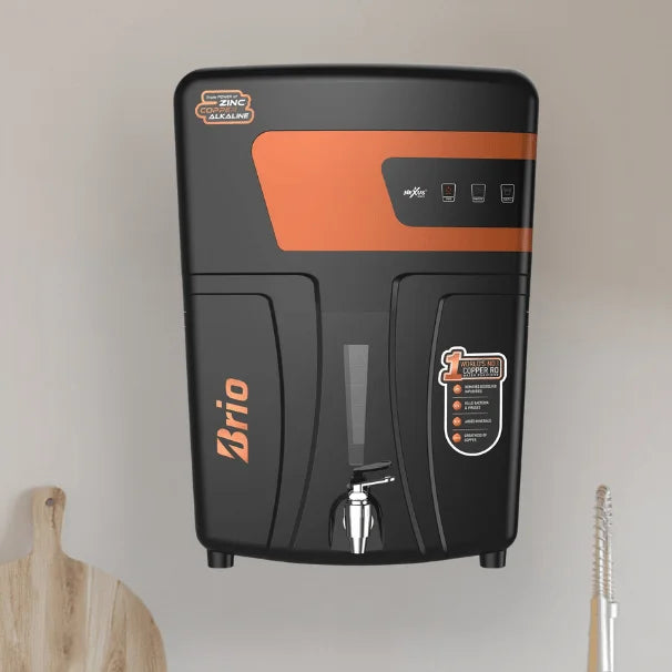 Nexus Brio RO+UV water purifier in black with 10 litre tank and LED display