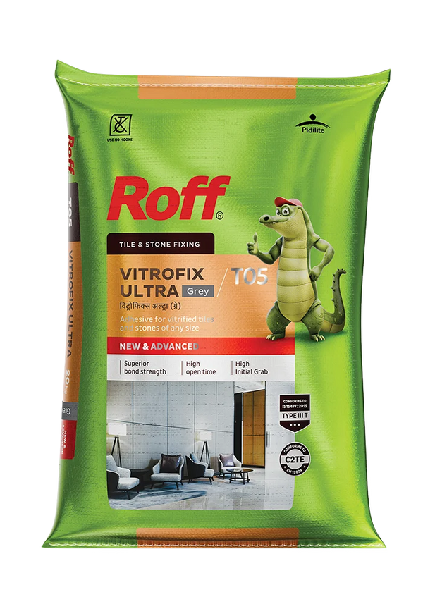 Roff T05 Vitrofix Ultra Adhesive, Grey, 20 Kg Bag